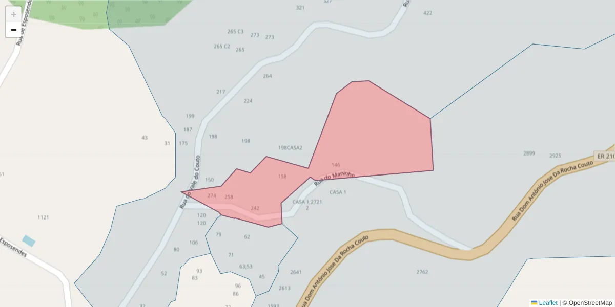 Mapa detalhado do código postal 4625-684 com limites, códigos postais vizinhos e agências dos correios