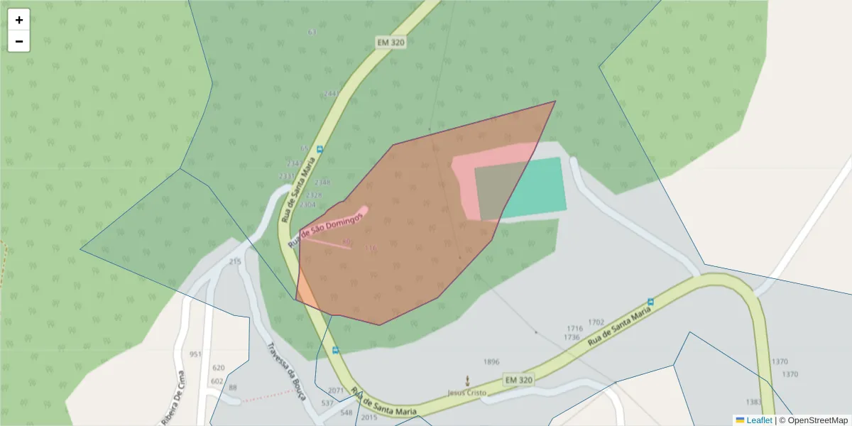 Mapa detalhado do código postal 4625-697 com limites, códigos postais vizinhos e agências dos correios