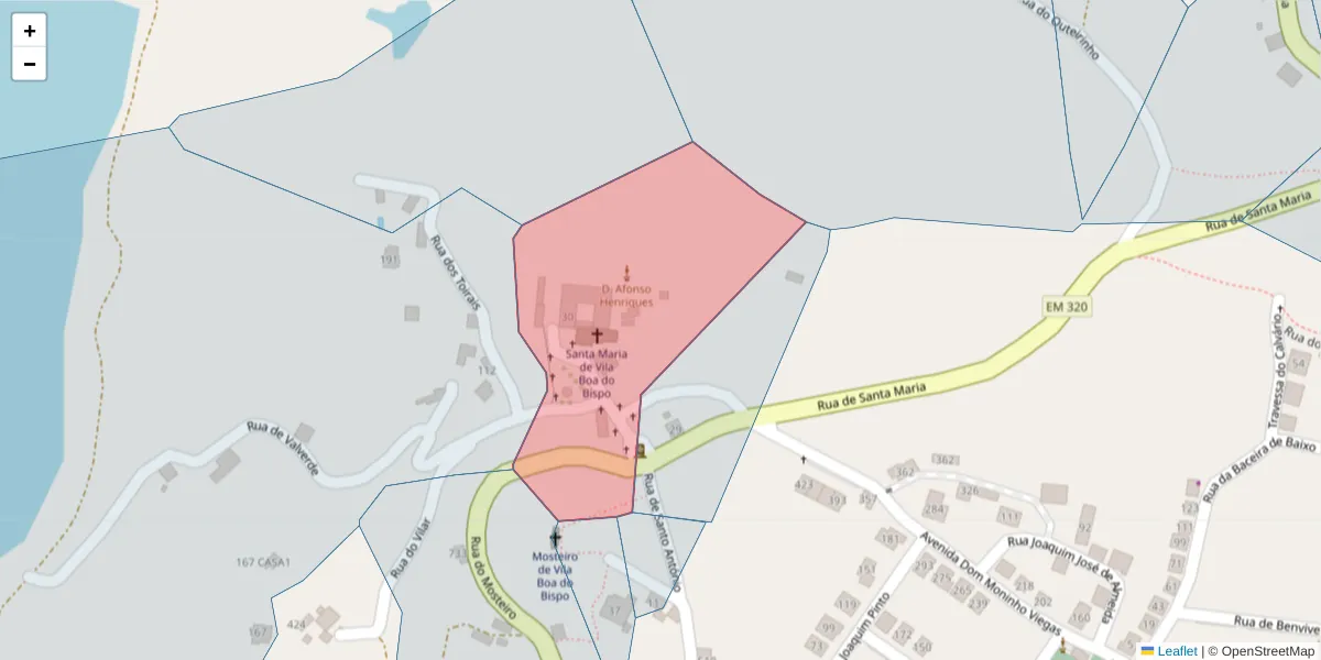 Mapa detalhado do código postal 4625-704 com limites, códigos postais vizinhos e agências dos correios