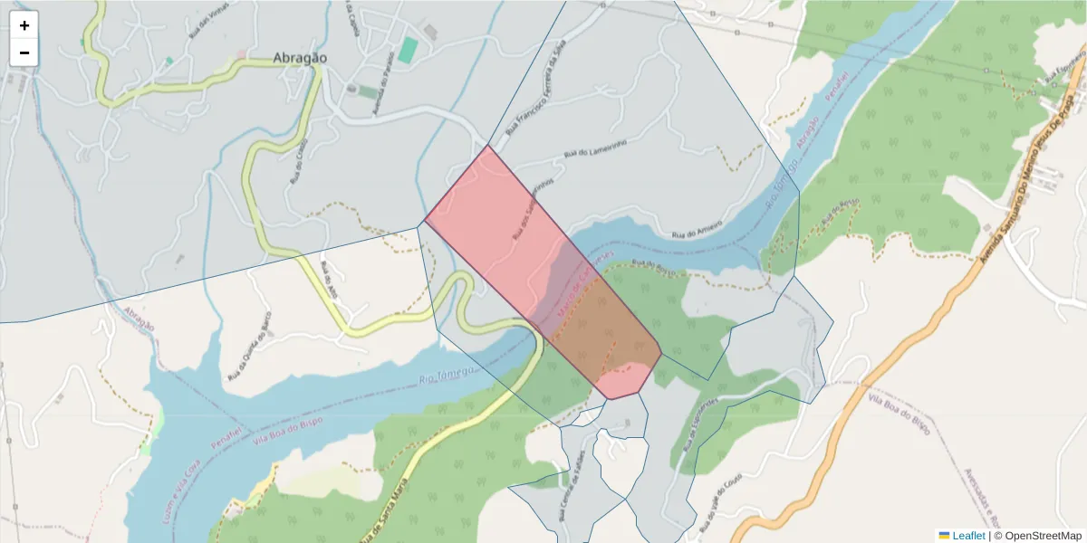 Mapa detalhado do código postal 4625-712 com limites, códigos postais vizinhos e agências dos correios
