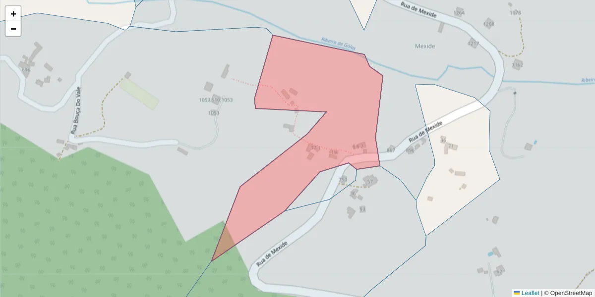 Mapa detalhado do código postal 4625-717 com limites, códigos postais vizinhos e agências dos correios