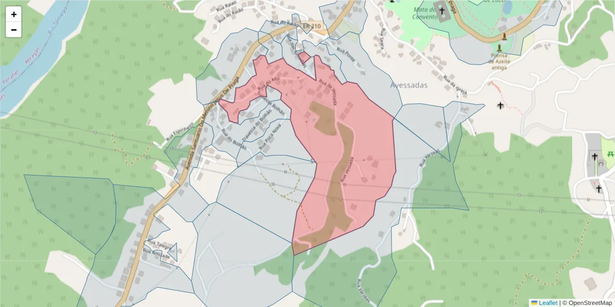 Mapa detalhado do código postal 4630-003 com limites, códigos postais vizinhos e agências dos correios