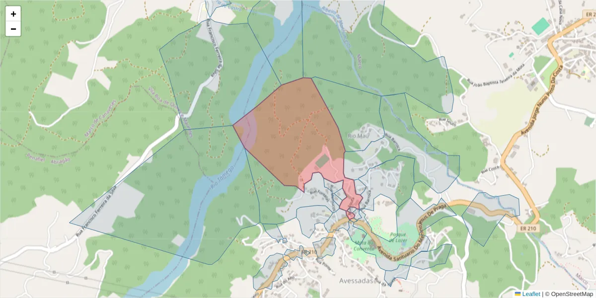Mapa detalhado do código postal 4630-011 com limites, códigos postais vizinhos e agências dos correios