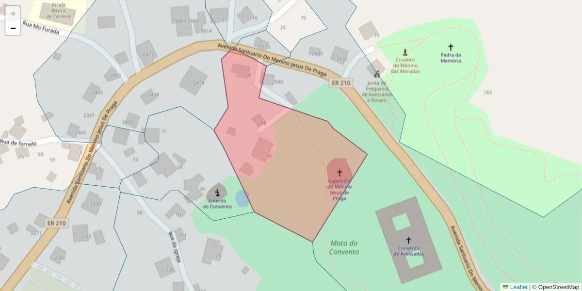 Mapa detalhado do código postal 4630-016 com limites, códigos postais vizinhos e agências dos correios