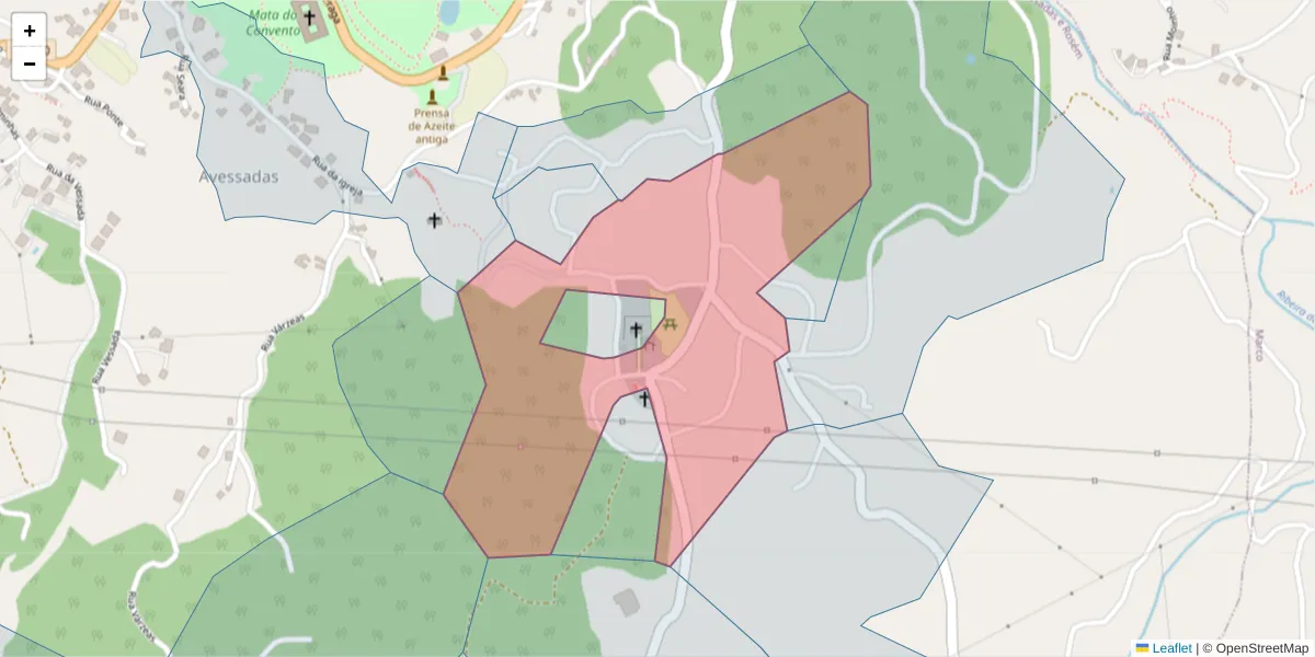Mapa detalhado do código postal 4630-023 com limites, códigos postais vizinhos e agências dos correios