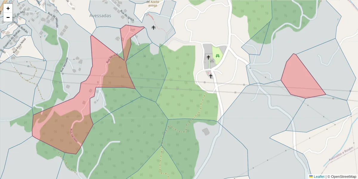 Mapa detalhado do código postal 4630-024 com limites, códigos postais vizinhos e agências dos correios