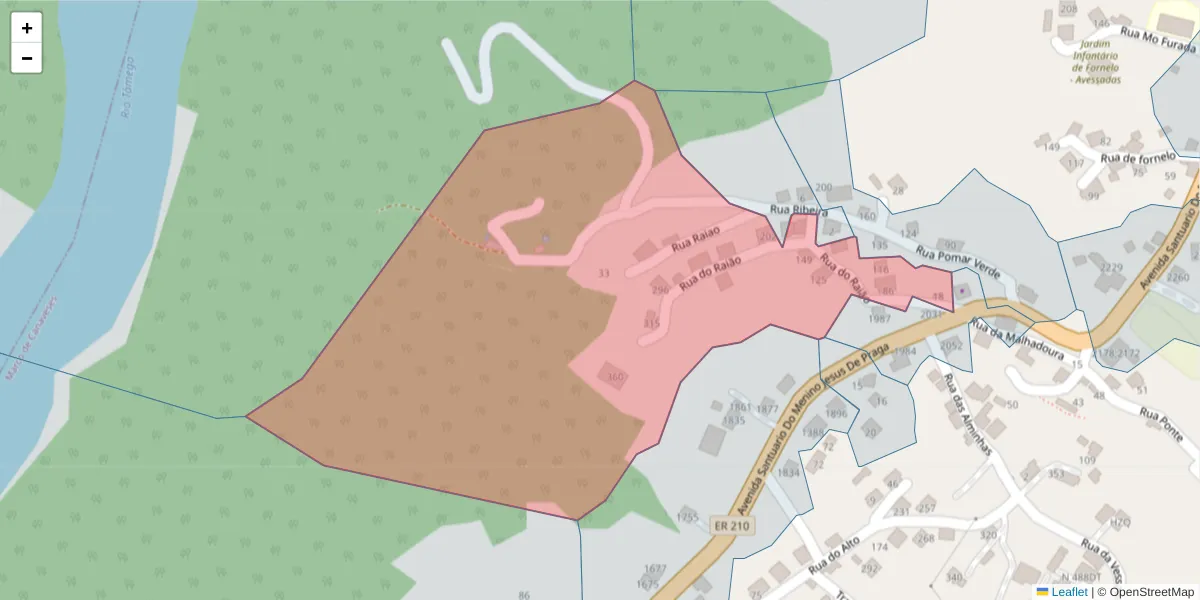 Mapa detalhado do código postal 4630-062 com limites, códigos postais vizinhos e agências dos correios