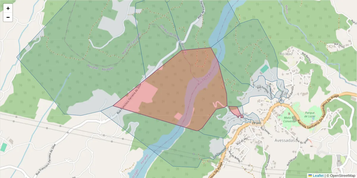 Mapa detalhado do código postal 4630-063 com limites, códigos postais vizinhos e agências dos correios