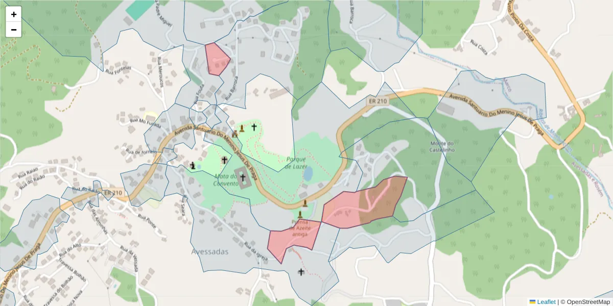 Mapa detalhado do código postal 4630-075 com limites, códigos postais vizinhos e agências dos correios