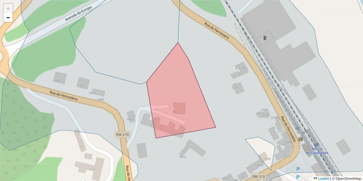 Mapa detalhado do código postal 4630-080 com limites, códigos postais vizinhos e agências dos correios