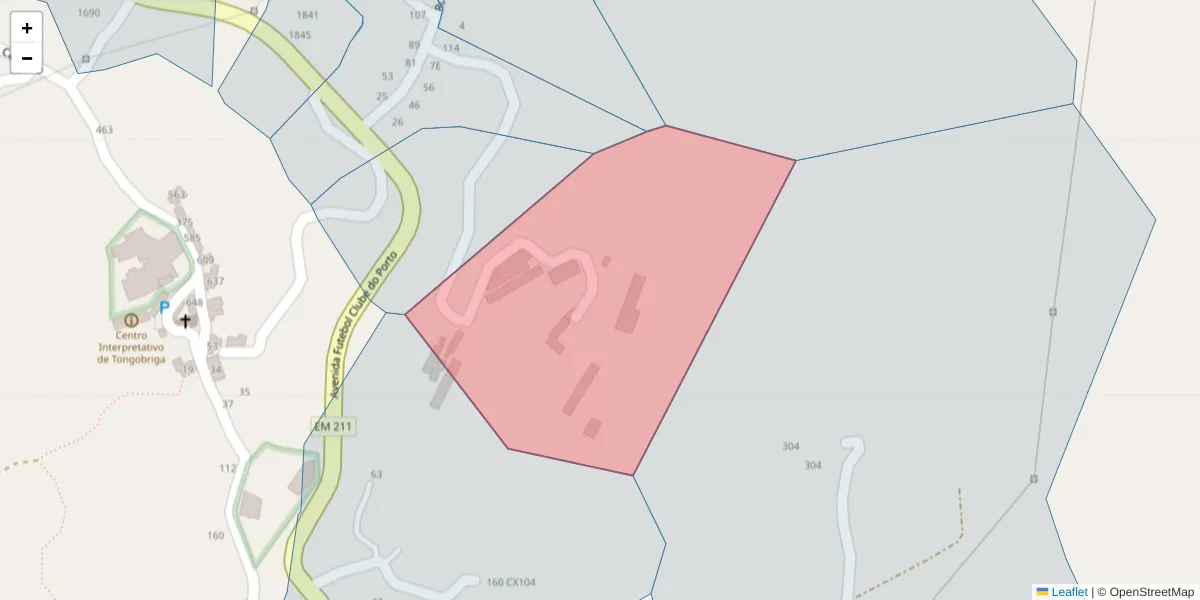 Mapa detalhado do código postal 4630-110 com limites, códigos postais vizinhos e agências dos correios