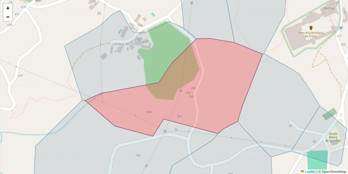 Mapa detalhado do código postal 4630-119 com limites, códigos postais vizinhos e agências dos correios