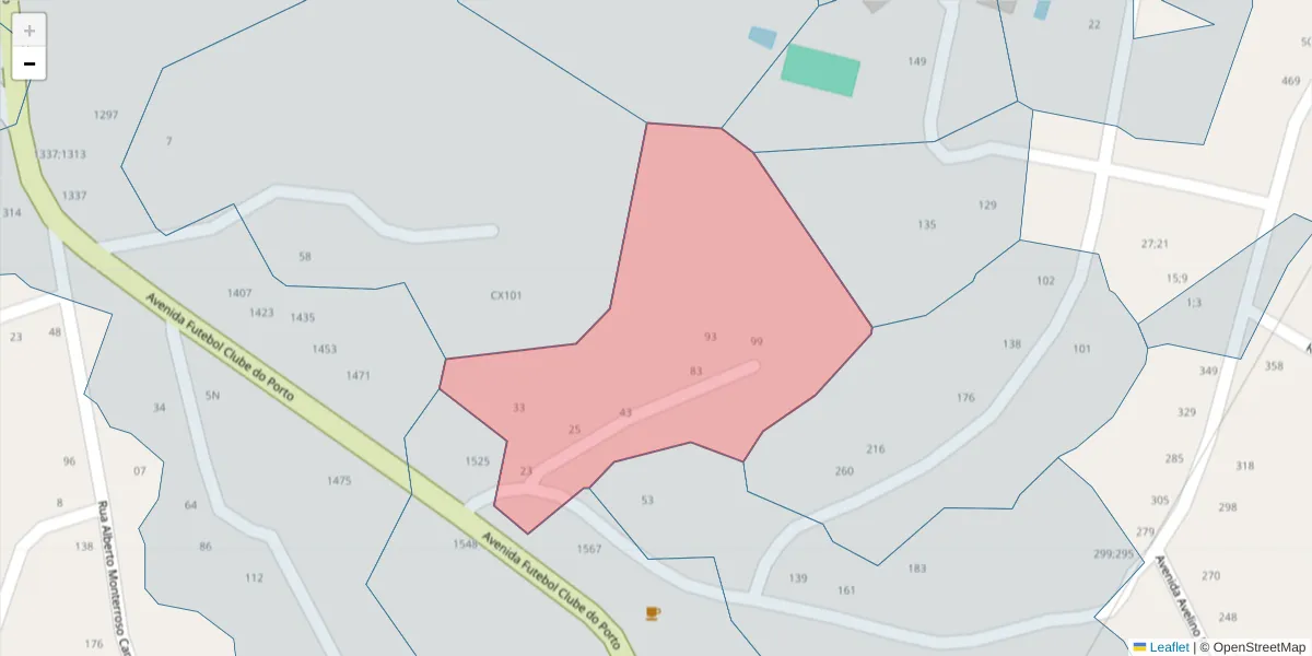 Mapa detalhado do código postal 4630-126 com limites, códigos postais vizinhos e agências dos correios