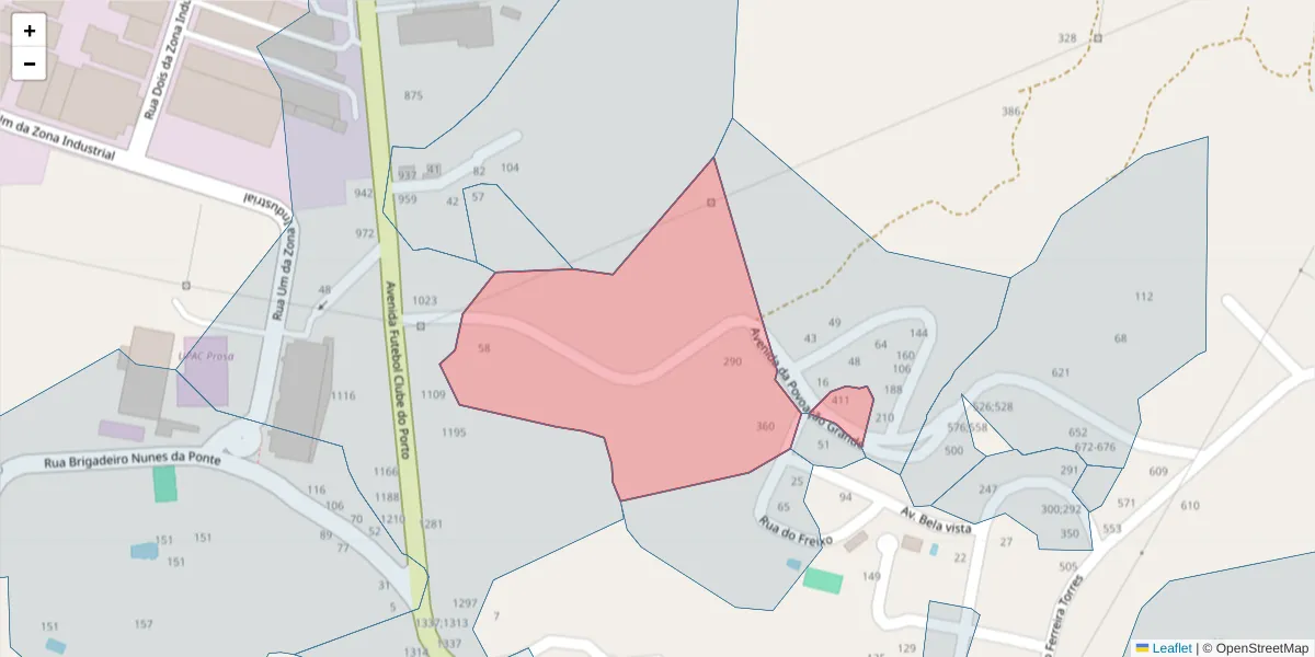 Mapa detalhado do código postal 4630-142 com limites, códigos postais vizinhos e agências dos correios