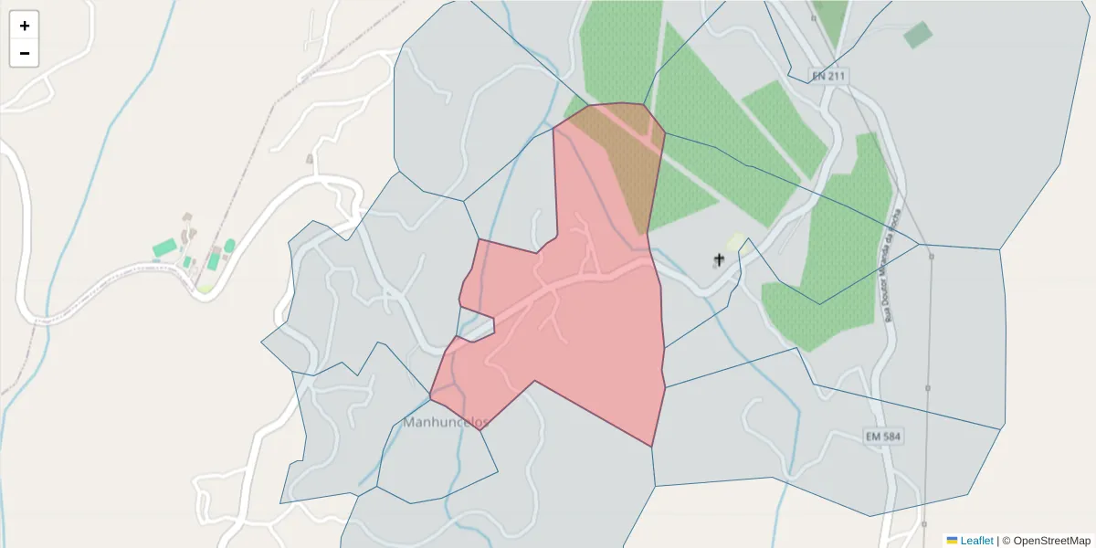Mapa detalhado do código postal 4630-154 com limites, códigos postais vizinhos e agências dos correios