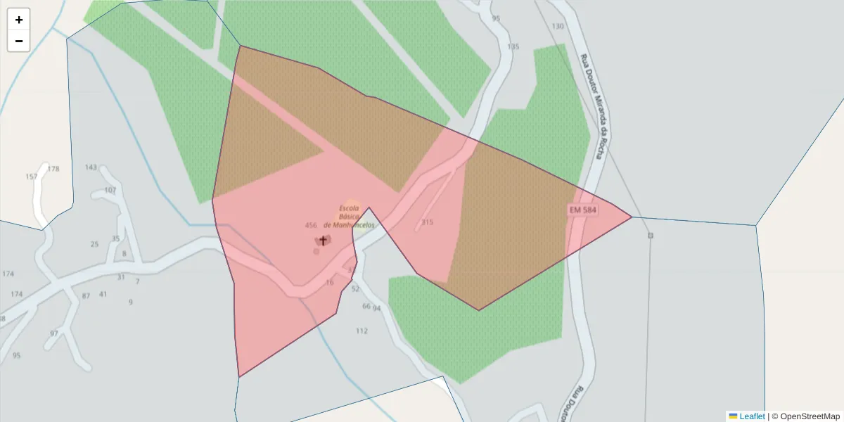 Mapa detalhado do código postal 4630-165 com limites, códigos postais vizinhos e agências dos correios