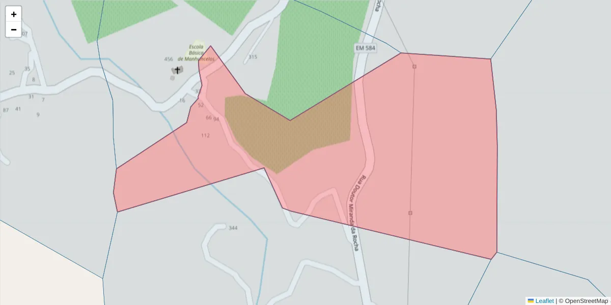 Mapa detalhado do código postal 4630-168 com limites, códigos postais vizinhos e agências dos correios