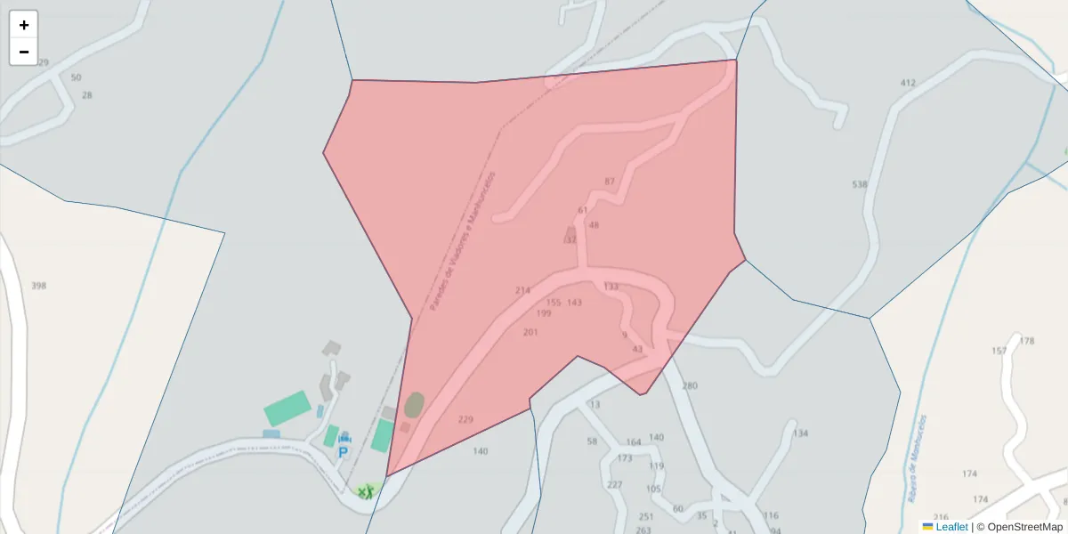 Mapa detalhado do código postal 4630-172 com limites, códigos postais vizinhos e agências dos correios