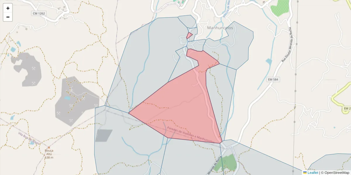 Mapa detalhado do código postal 4630-181 com limites, códigos postais vizinhos e agências dos correios