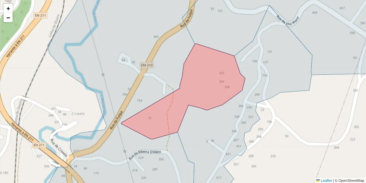 Mapa detalhado do código postal 4630-190 com limites, códigos postais vizinhos e agências dos correios