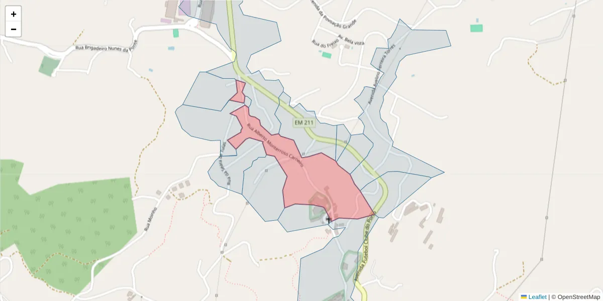 Mapa detalhado do código postal 4630-196 com limites, códigos postais vizinhos e agências dos correios