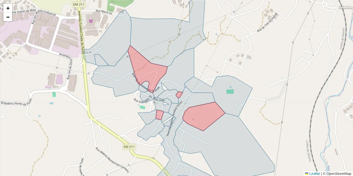 Mapa detalhado do código postal 4630-199 com limites, códigos postais vizinhos e agências dos correios