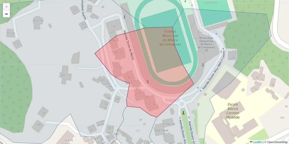 Mapa detalhado do código postal 4630-209 com limites, códigos postais vizinhos e agências dos correios