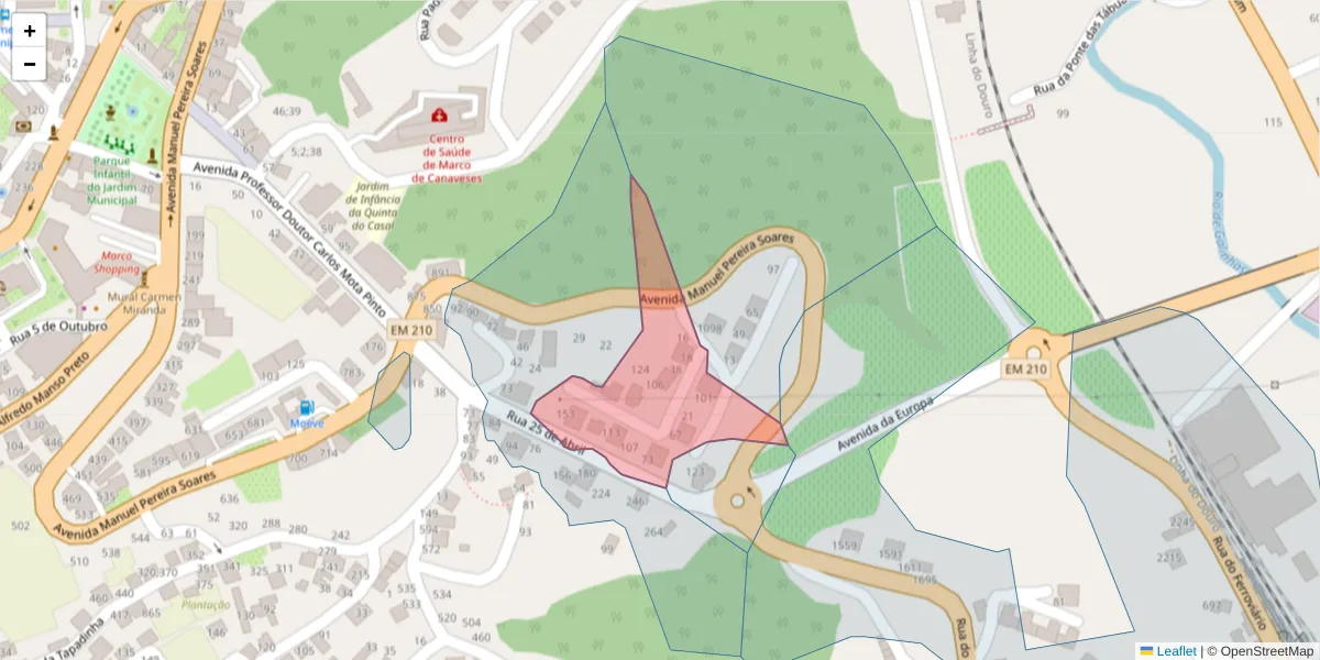 Mapa detalhado do código postal 4630-220 com limites, códigos postais vizinhos e agências dos correios