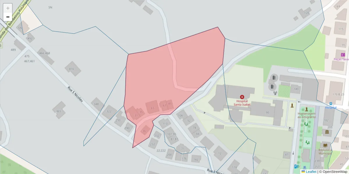 Mapa detalhado do código postal 4630-237 com limites, códigos postais vizinhos e agências dos correios