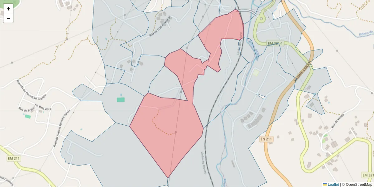 Mapa detalhado do código postal 4630-247 com limites, códigos postais vizinhos e agências dos correios