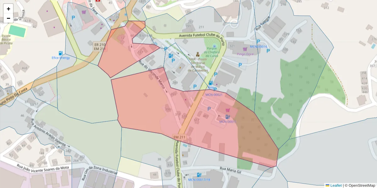 Mapa detalhado do código postal 4630-273 com limites, códigos postais vizinhos e agências dos correios