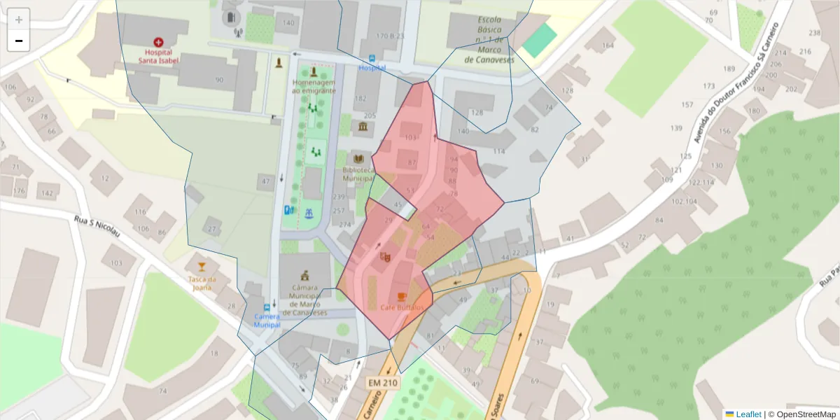 Mapa detalhado do código postal 4630-275 com limites, códigos postais vizinhos e agências dos correios