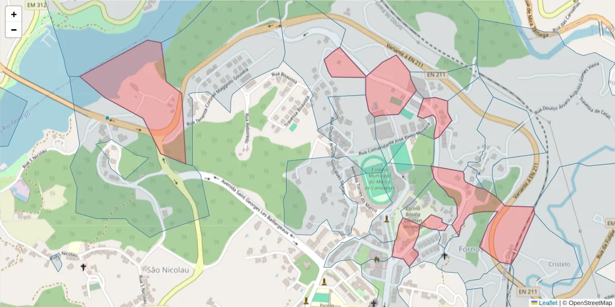Mapa detalhado do código postal 4630-276 com limites, códigos postais vizinhos e agências dos correios