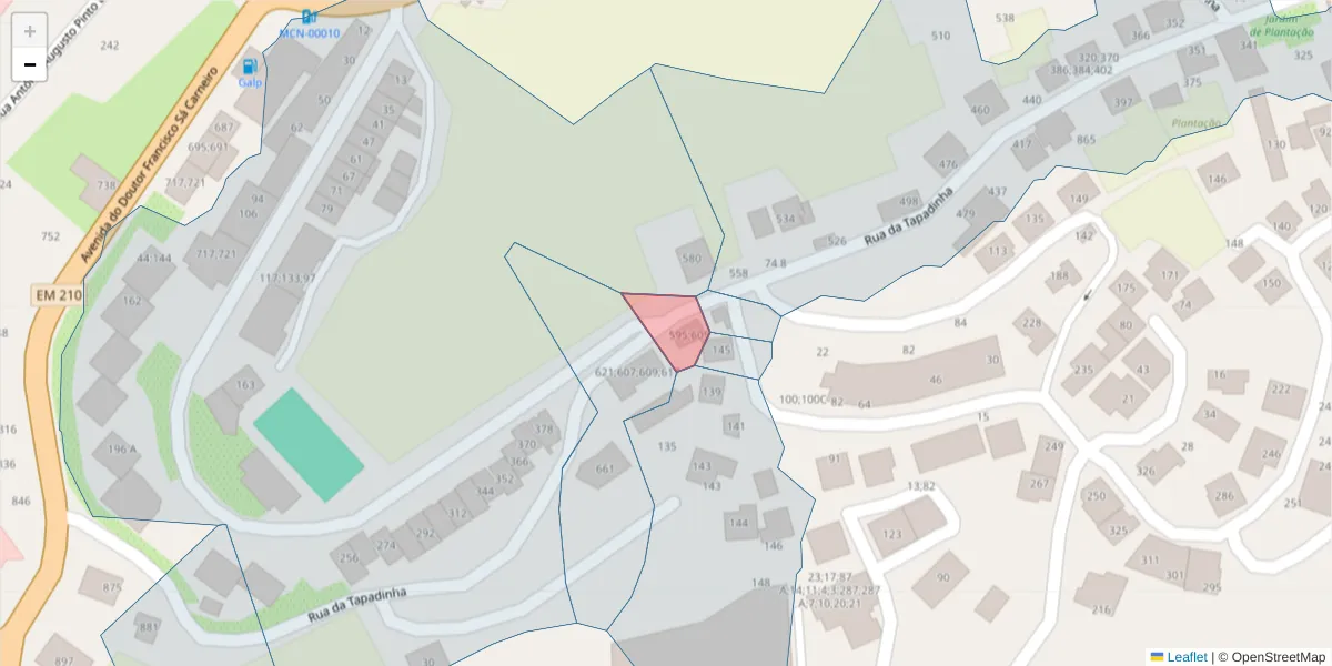 Mapa detalhado do código postal 4630-280;4630-254 com limites, códigos postais vizinhos e agências dos correios