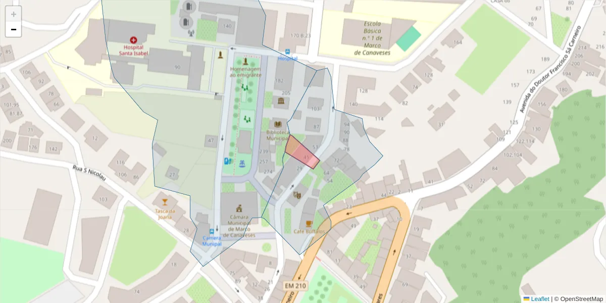 Mapa detalhado do código postal 4630-317;4630-275 com limites, códigos postais vizinhos e agências dos correios