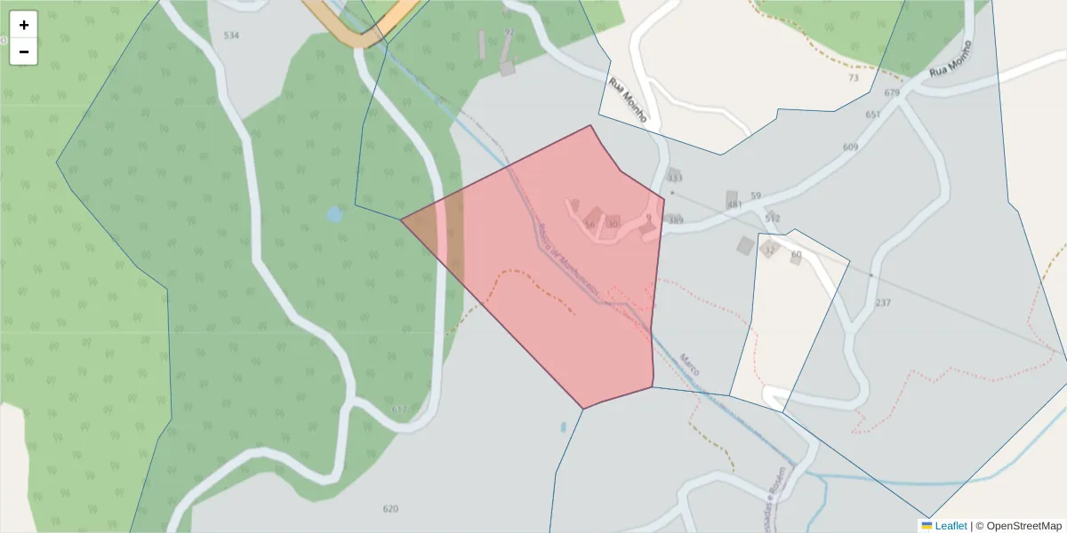 Mapa detalhado do código postal 4630-322 com limites, códigos postais vizinhos e agências dos correios