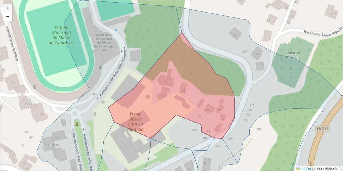 Mapa detalhado do código postal 4630-326 com limites, códigos postais vizinhos e agências dos correios