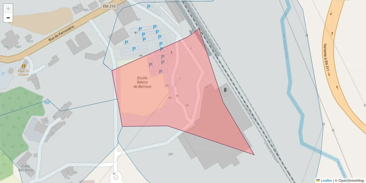 Mapa detalhado do código postal 4630-391 com limites, códigos postais vizinhos e agências dos correios