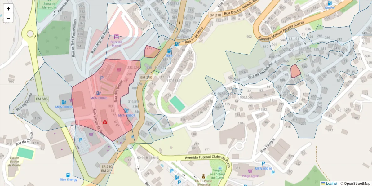 Mapa detalhado do código postal 4630-419 com limites, códigos postais vizinhos e agências dos correios