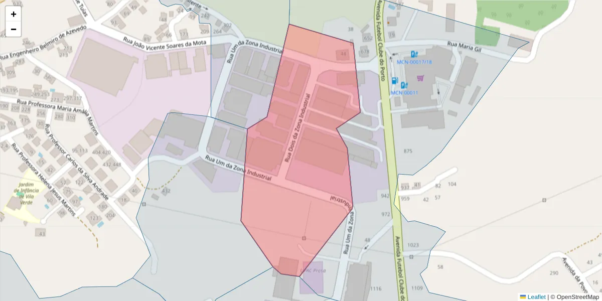 Mapa detalhado do código postal 4630-488 com limites, códigos postais vizinhos e agências dos correios