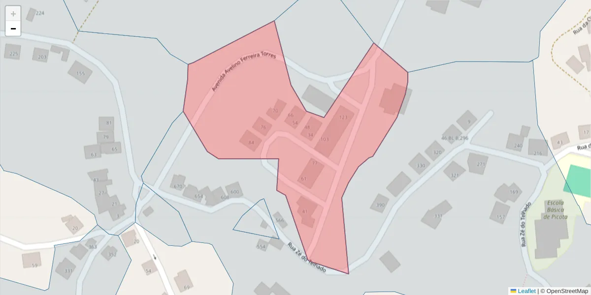 Mapa detalhado do código postal 4630-497 com limites, códigos postais vizinhos e agências dos correios