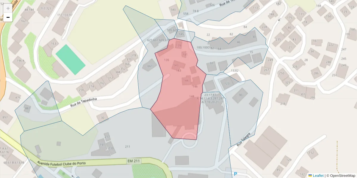 Mapa detalhado do código postal 4630-500 com limites, códigos postais vizinhos e agências dos correios