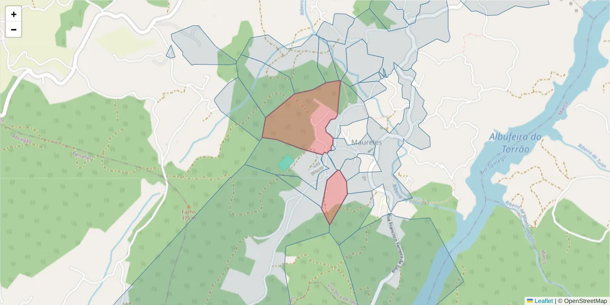 Mapa detalhado do código postal 4630-505 com limites, códigos postais vizinhos e agências dos correios