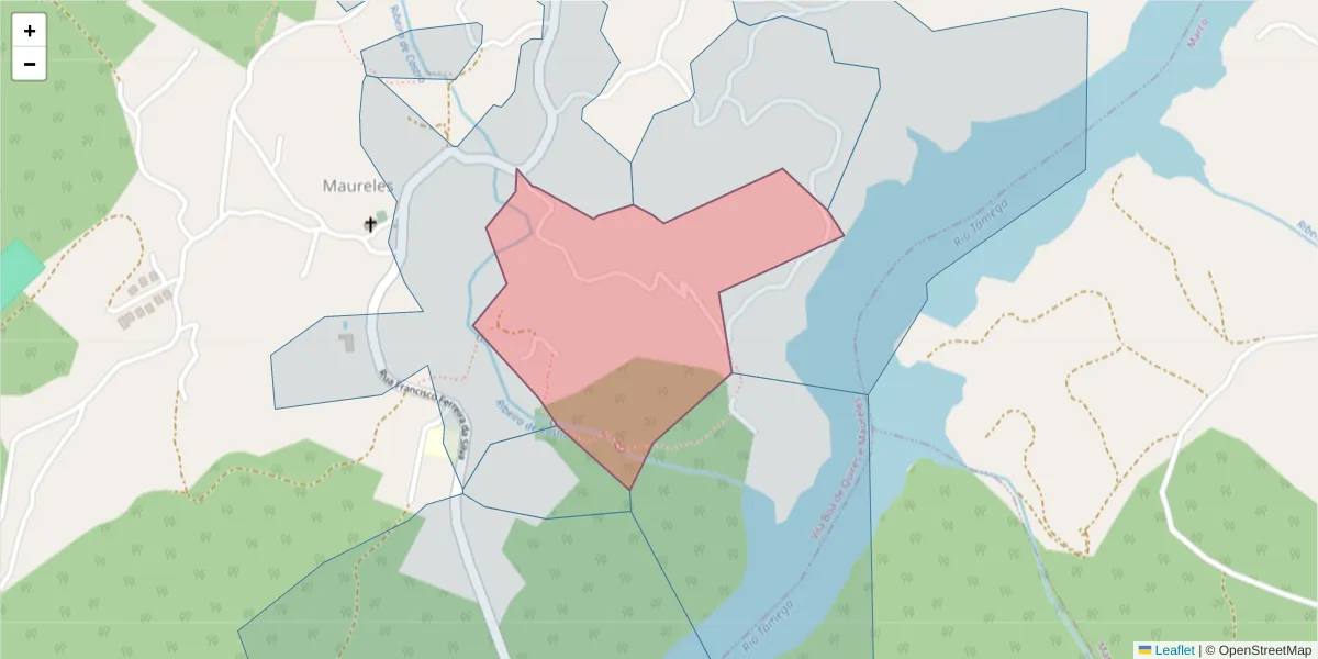 Mapa detalhado do código postal 4630-508 com limites, códigos postais vizinhos e agências dos correios