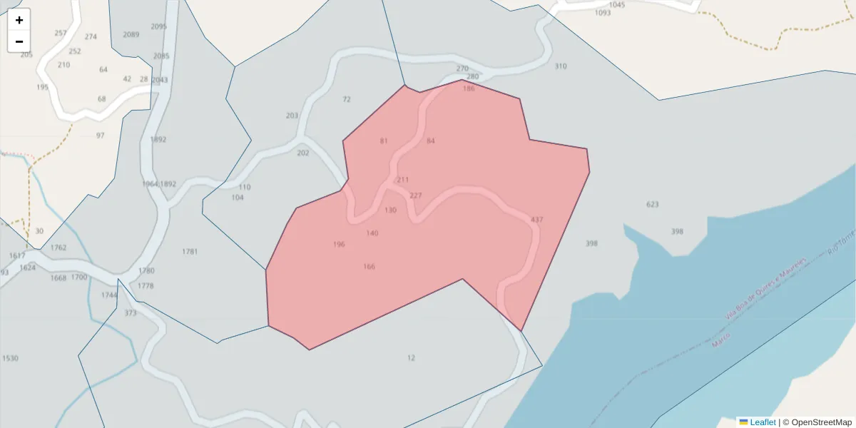 Mapa detalhado do código postal 4630-529 com limites, códigos postais vizinhos e agências dos correios