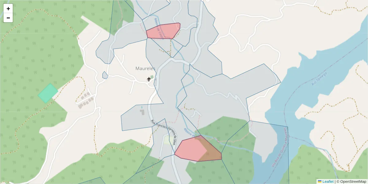 Mapa detalhado do código postal 4630-531 com limites, códigos postais vizinhos e agências dos correios
