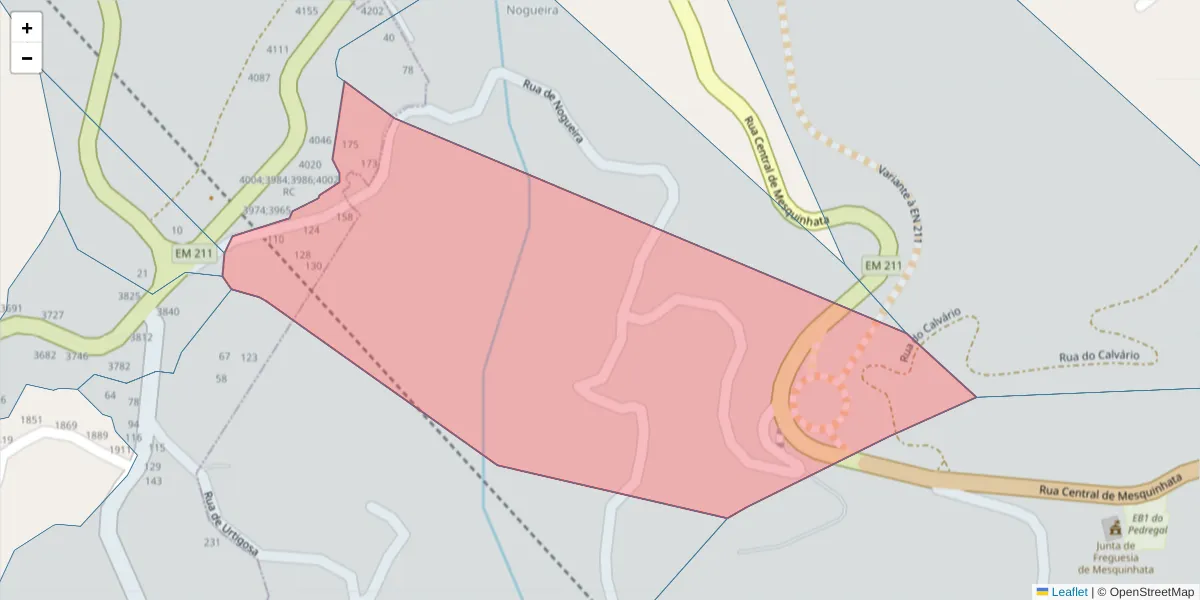 Mapa detalhado do código postal 4630-543 com limites, códigos postais vizinhos e agências dos correios