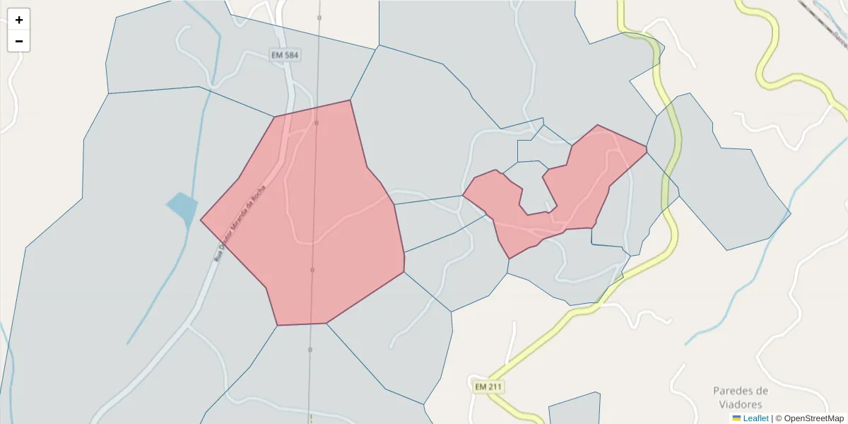 Mapa detalhado do código postal 4630-562 com limites, códigos postais vizinhos e agências dos correios
