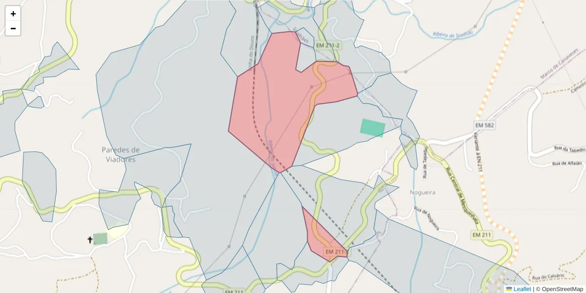 Mapa detalhado do código postal 4630-566 com limites, códigos postais vizinhos e agências dos correios