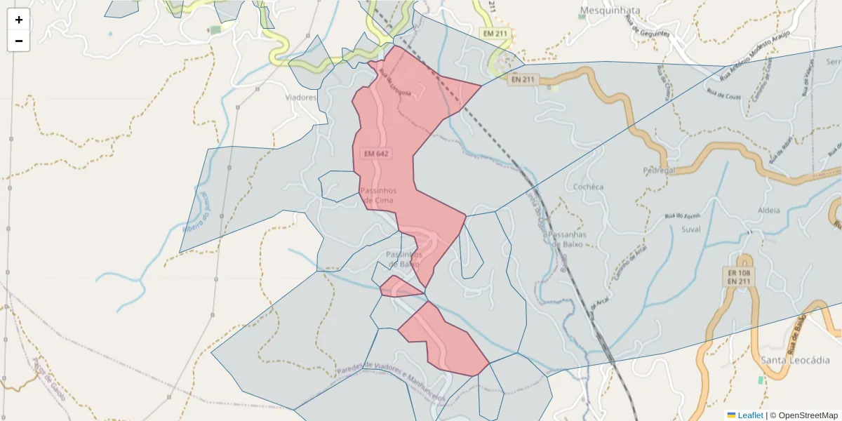 Mapa detalhado do código postal 4630-579 com limites, códigos postais vizinhos e agências dos correios